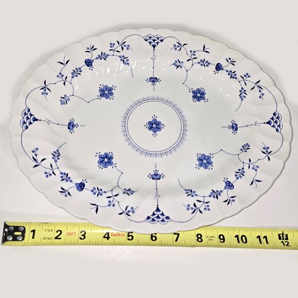 VTG Yorktown 12" Serving Platter Stafforshire Salem English China Blue White - Picture 5 of 6